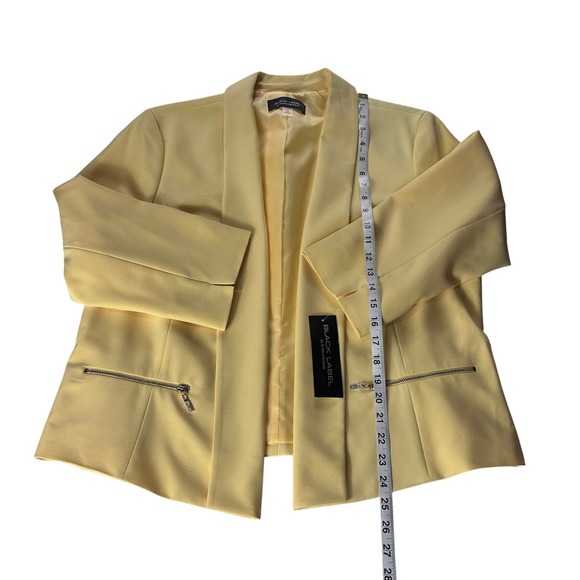 Black Label by Evan-Picone Womens 16 Yellow Open Front Shawl Blazer Jacket NWT - Picture 4 of 7